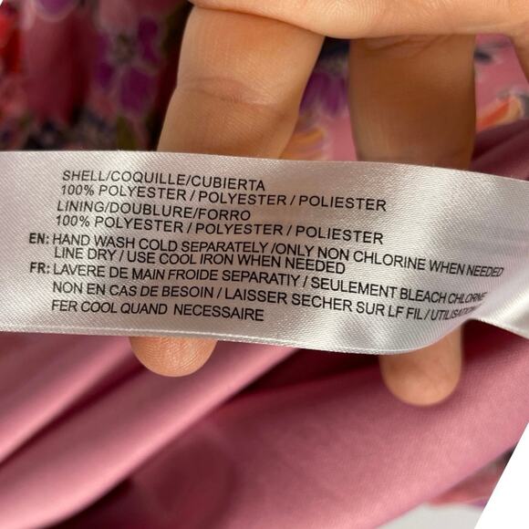 Band of Gypsies, Size Small, Pink Floral Faux Wrap Maxi Dress, Flutter Sleeve - Picture 5 of 7